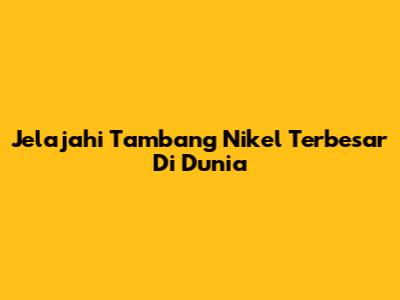 Jelajahi Tambang Nikel Terbesar Di Dunia