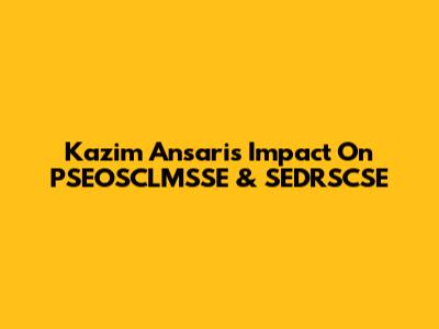 Kazim Ansari's Impact On PSEOSCLMSSE & SEDRSCSE