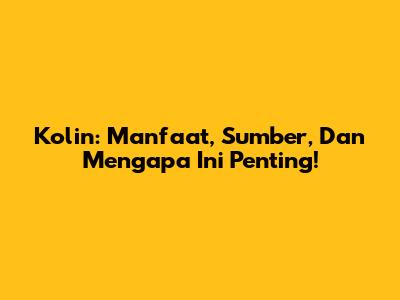 Kolin: Manfaat, Sumber, Dan Mengapa Ini Penting!