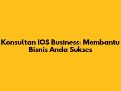 Konsultan IOS Business: Membantu Bisnis Anda Sukses