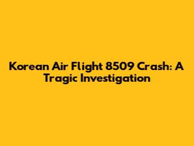 Korean Air Flight 8509 Crash: A Tragic Investigation