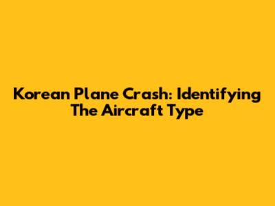 Korean Plane Crash: Identifying The Aircraft Type