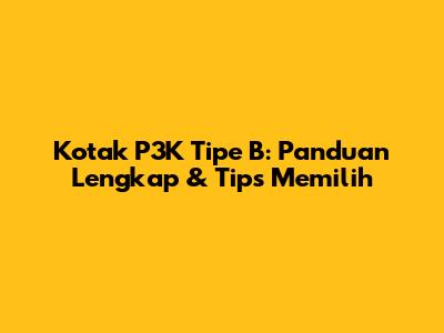 Kotak P3K Tipe B: Panduan Lengkap & Tips Memilih