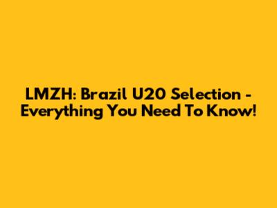 LMZH: Brazil U20 Selection - Everything You Need To Know!