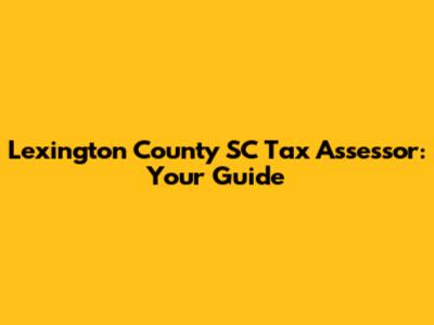 Lexington County SC Tax Assessor: Your Guide