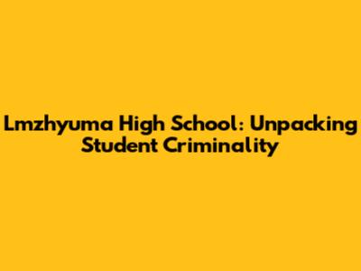 Lmzhyuma High School: Unpacking Student Criminality