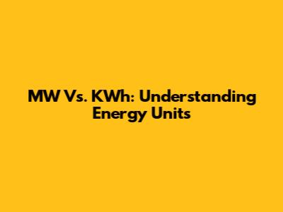 MW Vs. KWh: Understanding Energy Units