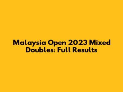 Malaysia Open 2023 Mixed Doubles: Full Results