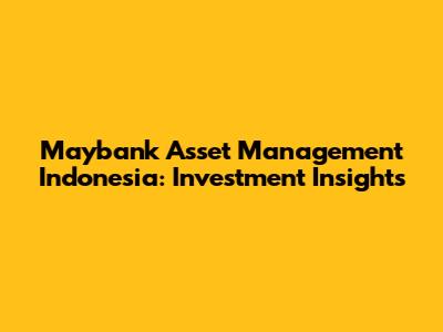 Maybank Asset Management Indonesia: Investment Insights