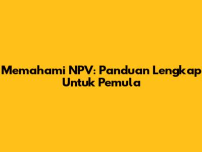 Memahami NPV: Panduan Lengkap Untuk Pemula