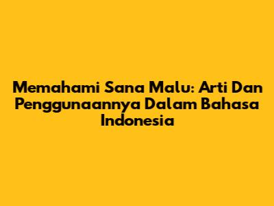 Memahami Sana Malu: Arti Dan Penggunaannya Dalam Bahasa Indonesia