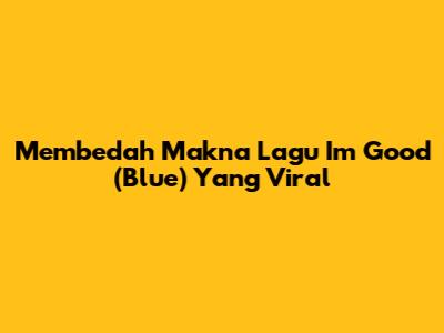 Membedah Makna Lagu 'I'm Good (Blue)' Yang Viral