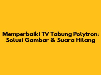 Memperbaiki TV Tabung Polytron: Solusi Gambar & Suara Hilang