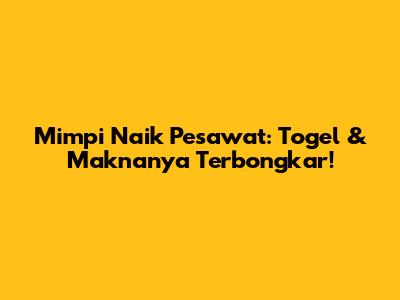 Mimpi Naik Pesawat: Togel & Maknanya Terbongkar!