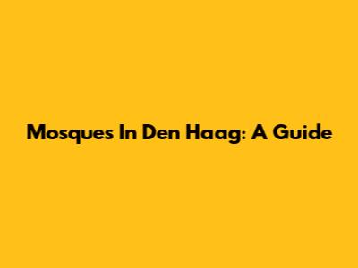 Mosques In Den Haag: A Guide