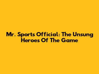 Mr. Sports Official: The Unsung Heroes Of The Game