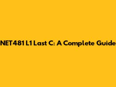 NET481 L1 Last C: A Complete Guide