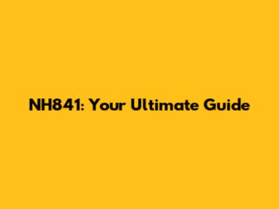 NH841: Your Ultimate Guide