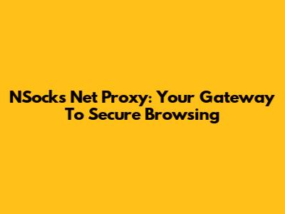 NSocks Net Proxy: Your Gateway To Secure Browsing