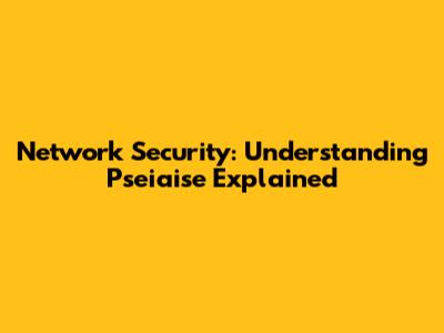 Network Security: Understanding Pseiaise Explained
