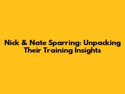 Nick & Nate Sparring: Unpacking Their Training Insights