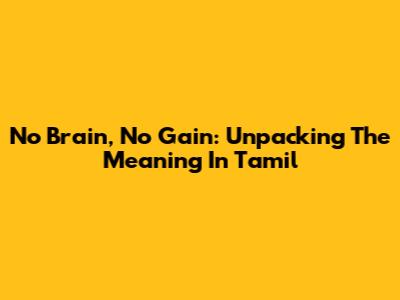 No Brain, No Gain: Unpacking The Meaning In Tamil