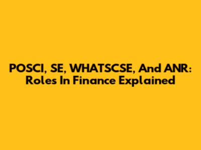 POSCI, SE, WHATSCSE, And ANR: Roles In Finance Explained