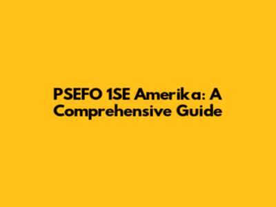 PSEFO 1SE Amerika: A Comprehensive Guide