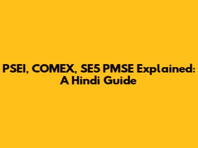 PSEI, COMEX, SE5 PMSE Explained: A Hindi Guide