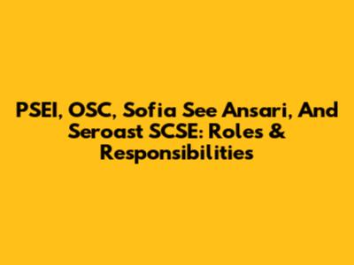 PSEI, OSC, Sofia See Ansari, And Seroast SCSE: Roles & Responsibilities