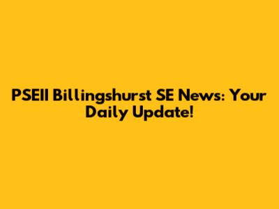 PSEII Billingshurst SE News: Your Daily Update!