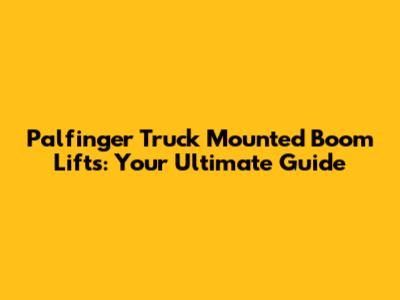 Palfinger Truck Mounted Boom Lifts: Your Ultimate Guide