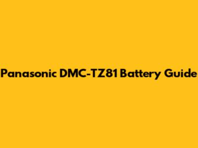 Panasonic DMC-TZ81 Battery Guide