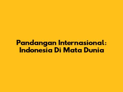 Pandangan Internasional: Indonesia Di Mata Dunia
