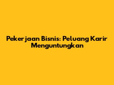 Pekerjaan Bisnis: Peluang Karir Menguntungkan
