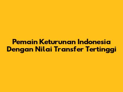 Pemain Keturunan Indonesia Dengan Nilai Transfer Tertinggi