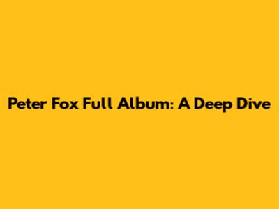 Peter Fox Full Album: A Deep Dive