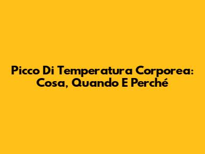 Picco Di Temperatura Corporea: Cosa, Quando E Perché