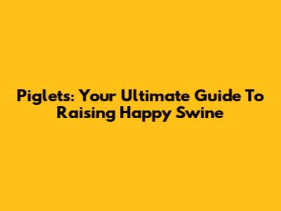 Piglets: Your Ultimate Guide To Raising Happy Swine
