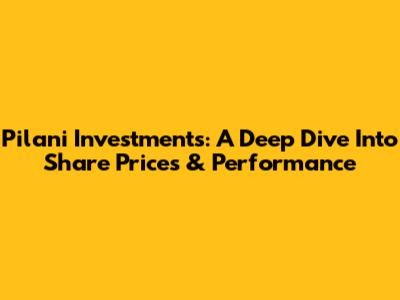 Pilani Investments: A Deep Dive Into Share Prices & Performance