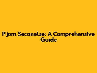 Pjom Secanelse: A Comprehensive Guide