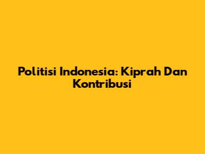 Politisi Indonesia: Kiprah Dan Kontribusi