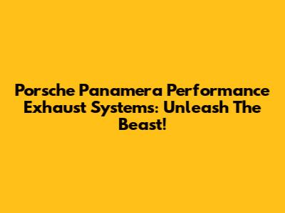 Porsche Panamera Performance Exhaust Systems: Unleash The Beast!