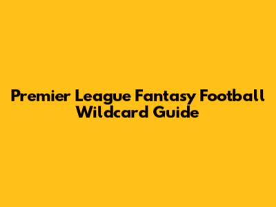 Premier League Fantasy Football Wildcard Guide