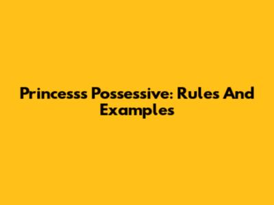 Princess's Possessive: Rules And Examples