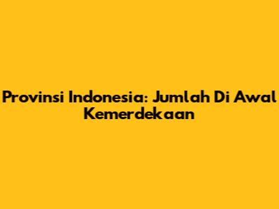 Provinsi Indonesia: Jumlah Di Awal Kemerdekaan