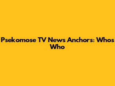 Psekomose TV News Anchors: Who's Who