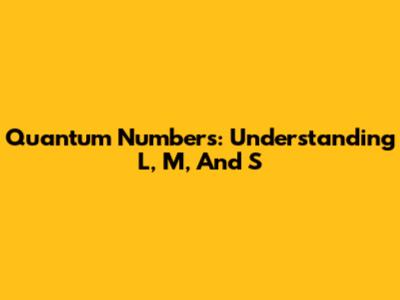 Quantum Numbers: Understanding L, M, And S