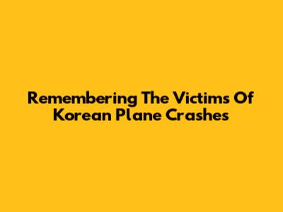Remembering The Victims Of Korean Plane Crashes