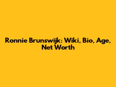Ronnie Brunswijk: Wiki, Bio, Age, Net Worth
